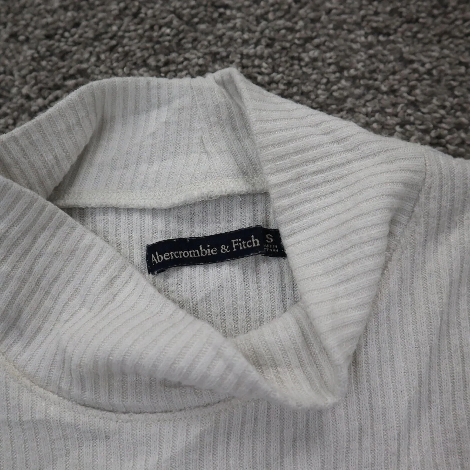 Abercrombie & Fitch Womens Pullover Sweater Mock Neck Solid White Size Small