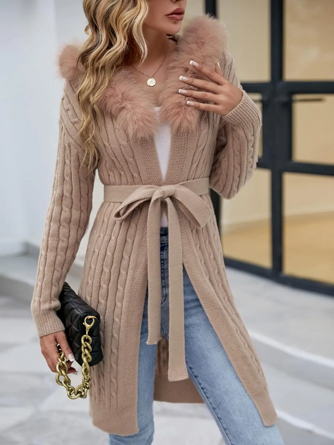 Aster Knit Drop Shoulder Belted Cardigan