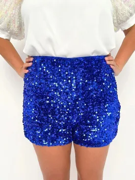 Blue Sequin Shorts