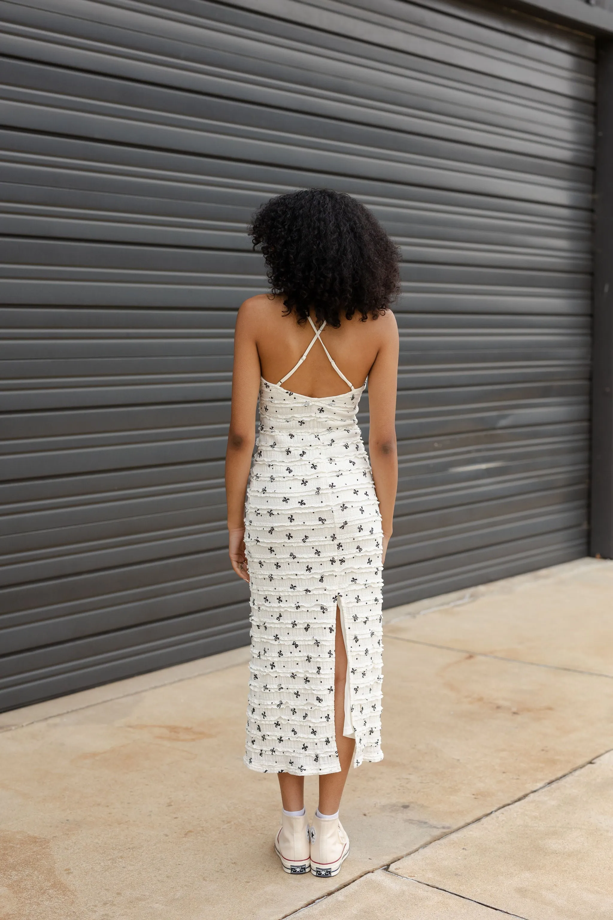 Bow Print Lacey Maxi Dress