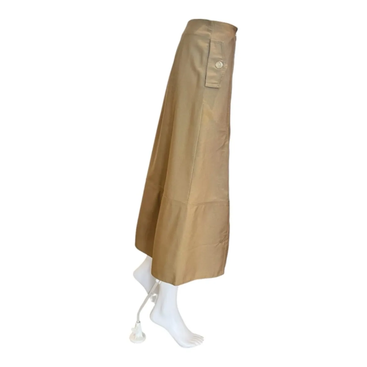 Brown Yoked Midi Skirt