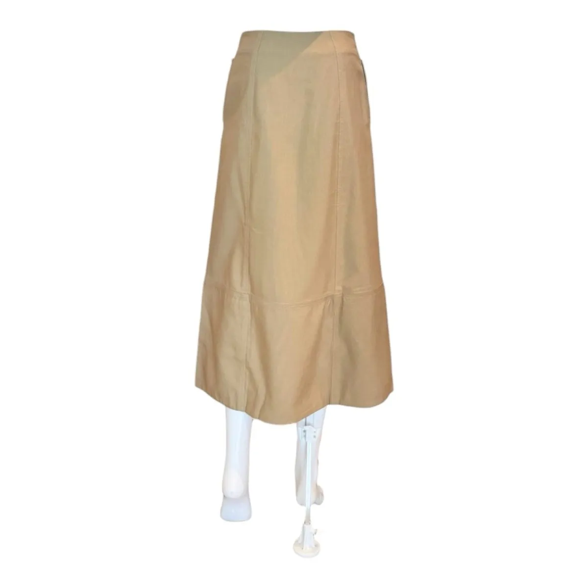 Brown Yoked Midi Skirt