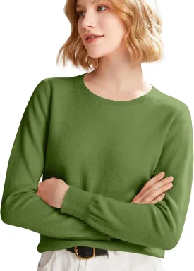 Cashmere Sweaters for Women,Crew Neck Long Sleeve Soft Pullover Sweater,Fall Spring Solid Color Knit Jumper Tops