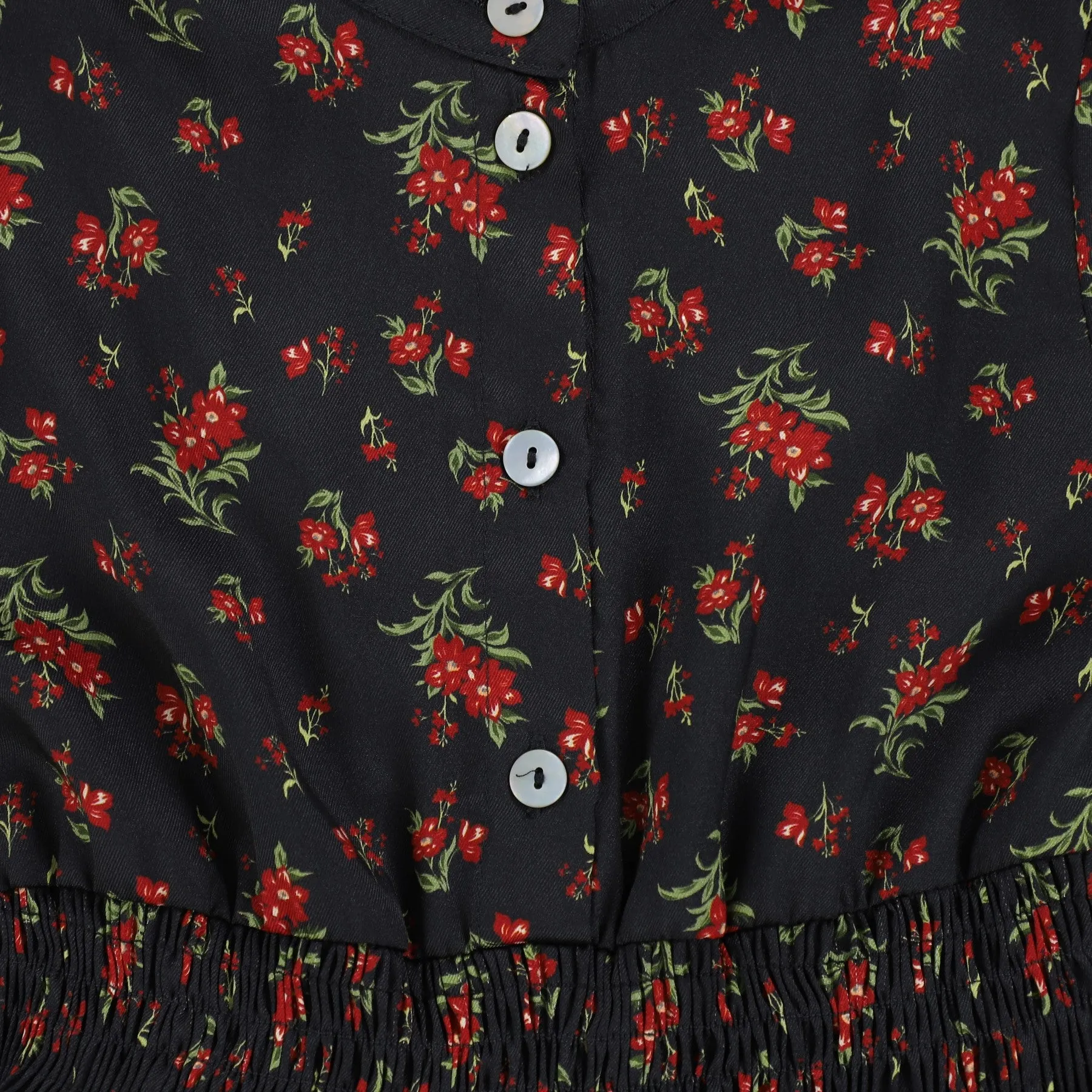 CHRISTINA RHODE BLACK FLORAL SMOCKED LAYERED DRESS
