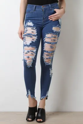 Distress Hem Skinny Jeans Distress Hem Skinny Jeans