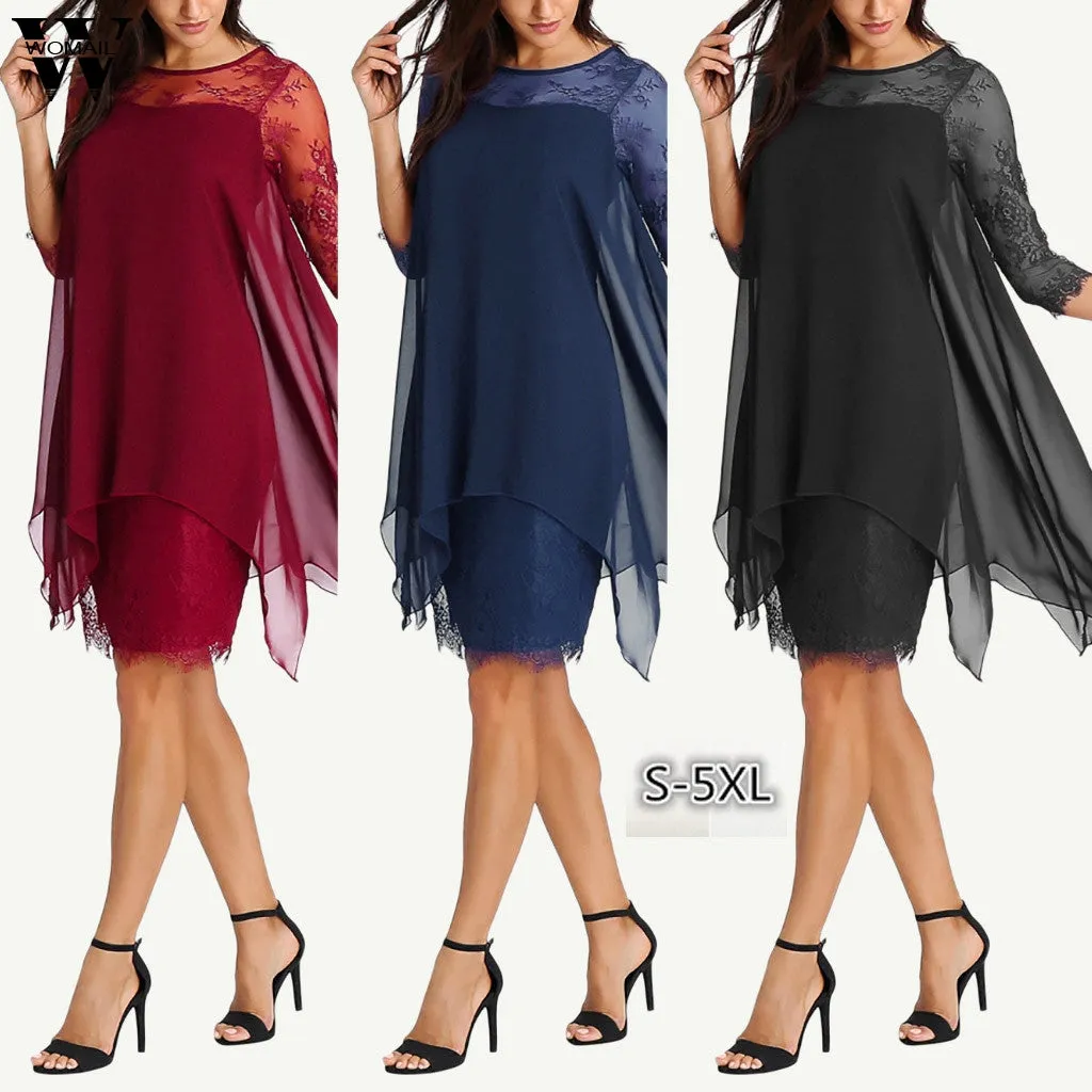 Funki Buys | Dresses | Women's Semi Sheer Midi Evening Dress