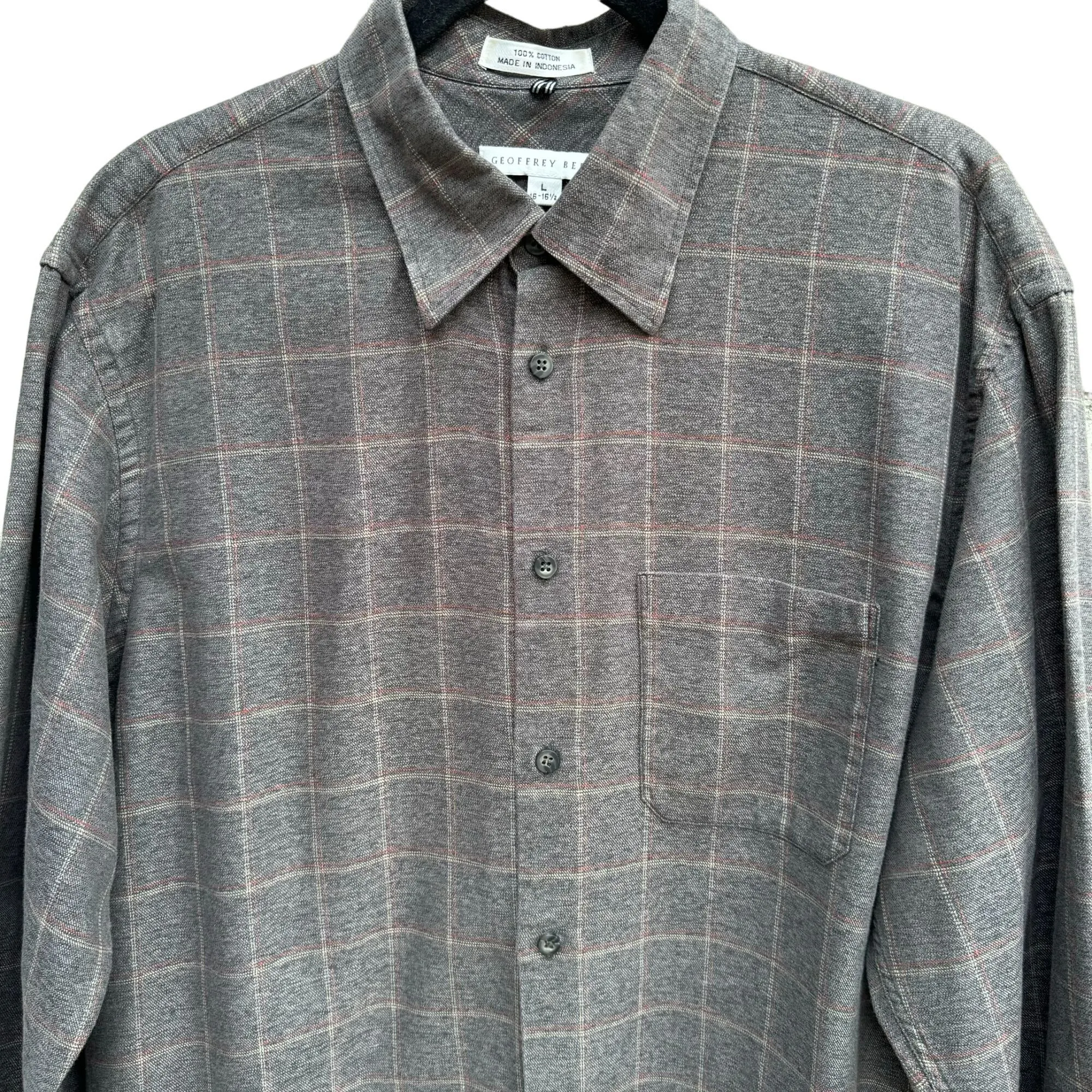 Geoffrey Beene Men's Brown Red Long Sleeve Plaid Light Flannel Button Up Shirt