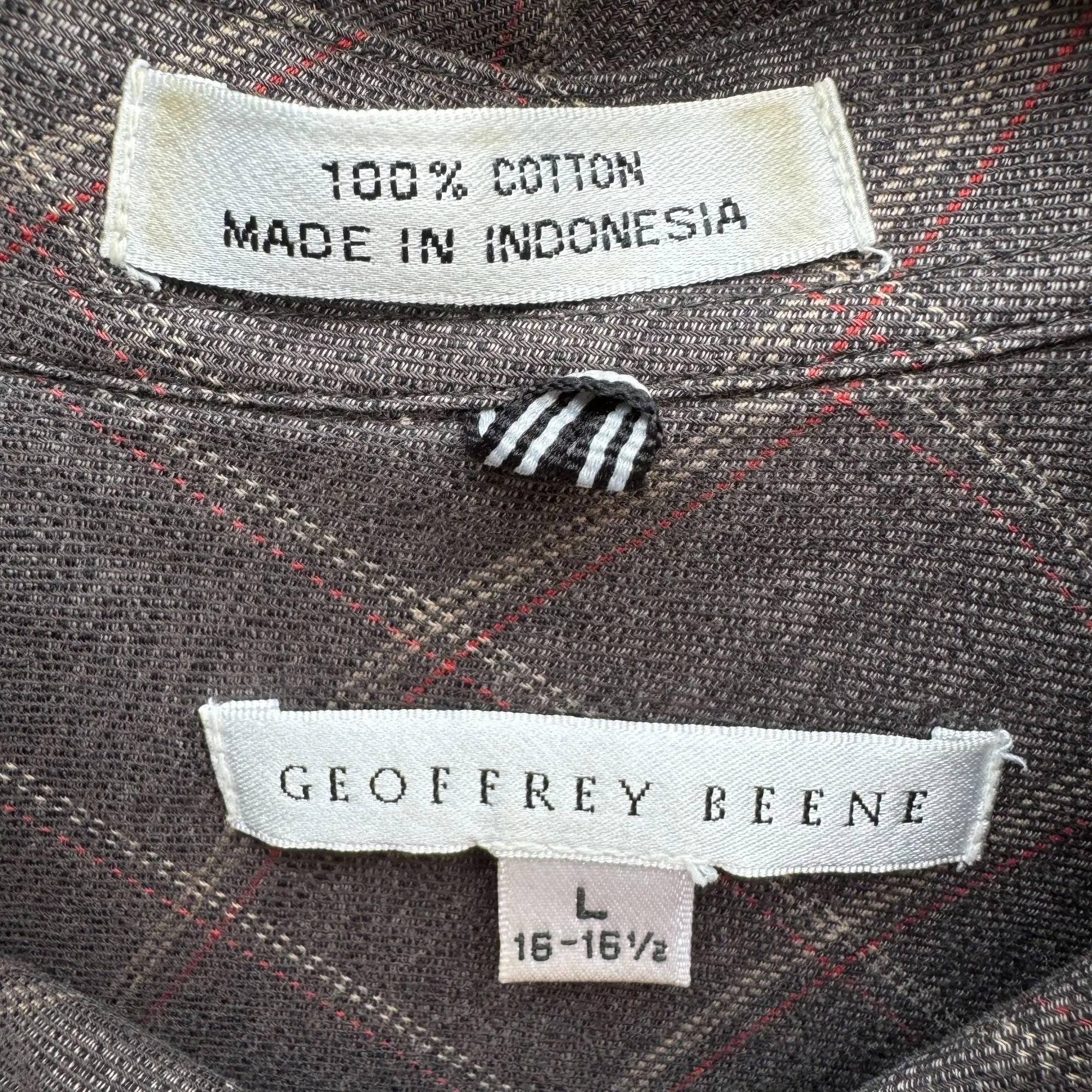 Geoffrey Beene Men's Brown Red Long Sleeve Plaid Light Flannel Button Up Shirt