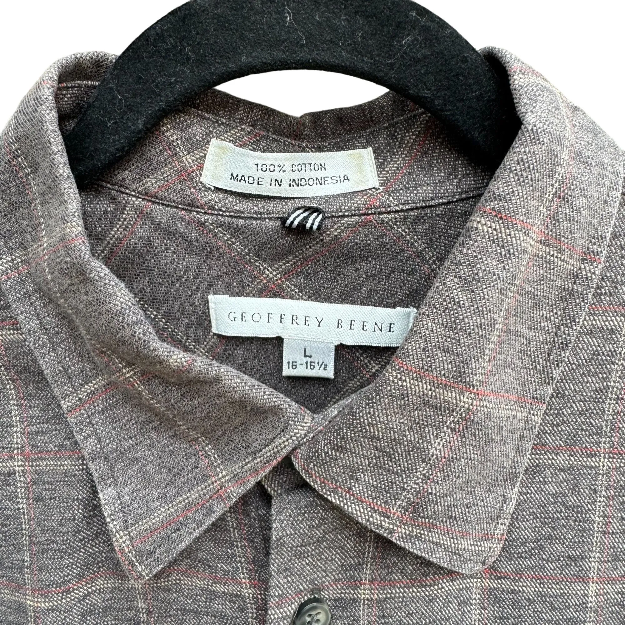 Geoffrey Beene Men's Brown Red Long Sleeve Plaid Light Flannel Button Up Shirt