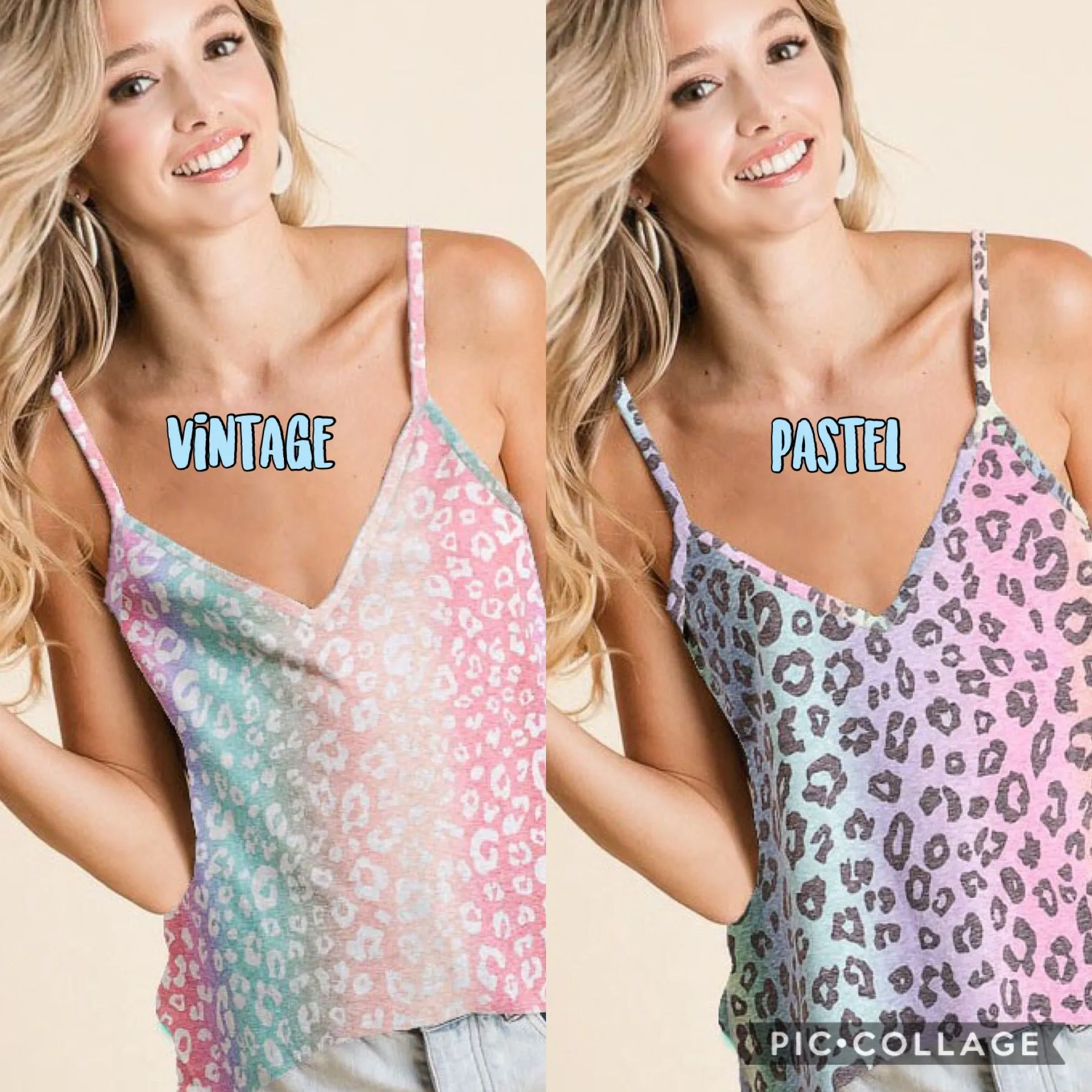 GRADATION LEOPARD SLEEVELESS TOP - PASTEL MULTI or VINTAGE MULTI