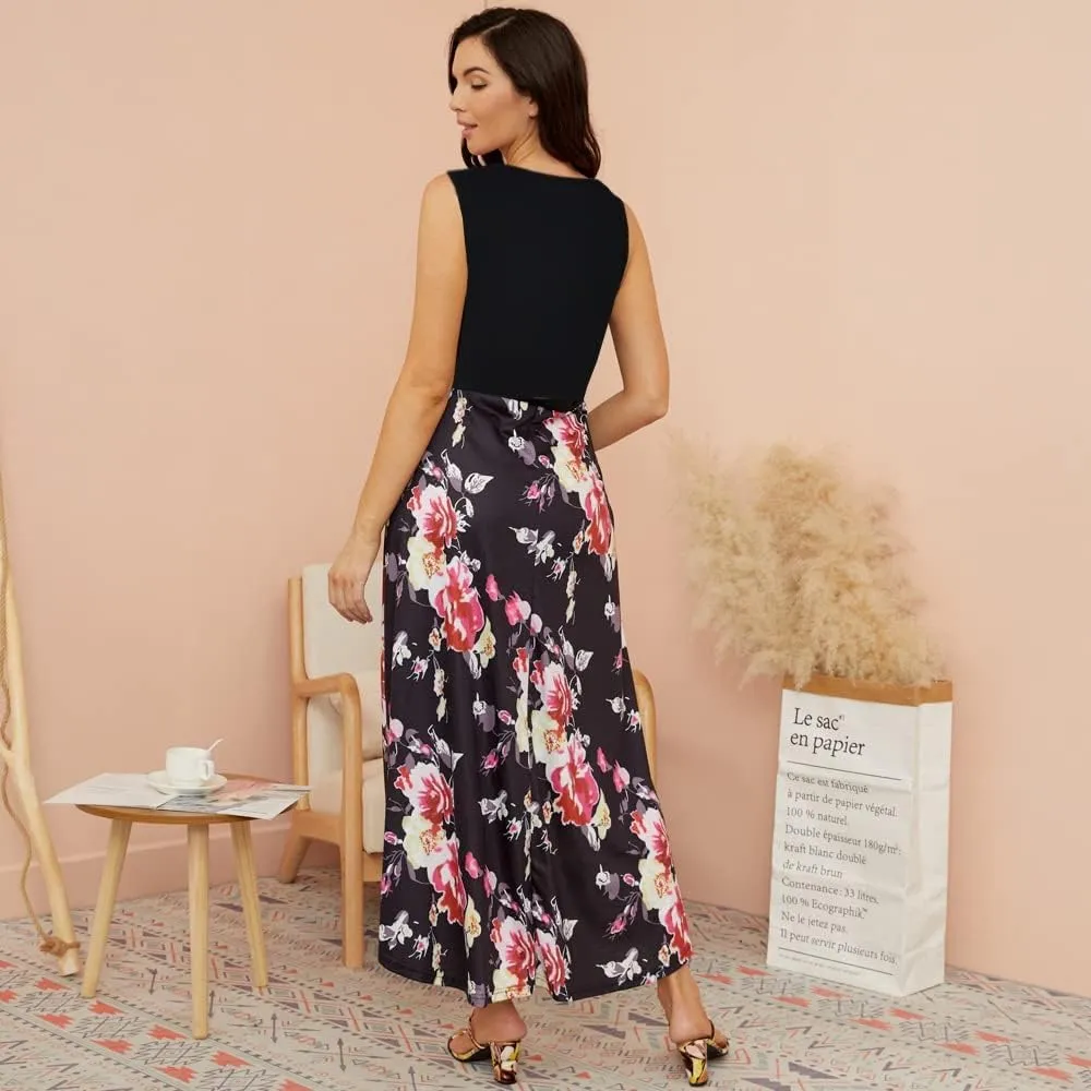 H&JOY Women Maternity Nursing Dress Spaghetti Midi Floral Dress Pregnancy Breastfeeding Maternity Summer Dress