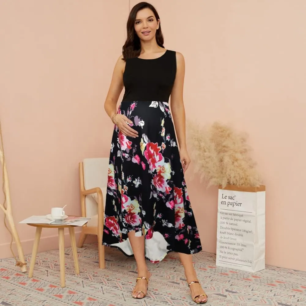 H&JOY Women Maternity Nursing Dress Spaghetti Midi Floral Dress Pregnancy Breastfeeding Maternity Summer Dress