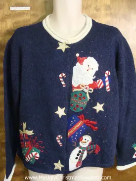 Happy Santa and Snowman Ugly Xmas Sweater
