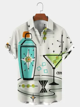 Hawaiian Cocktail Bartending Drink Party Men's hawaiian Shirts