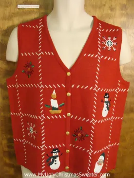 Holiday Sweater Vest with Grid of Fun Decorations