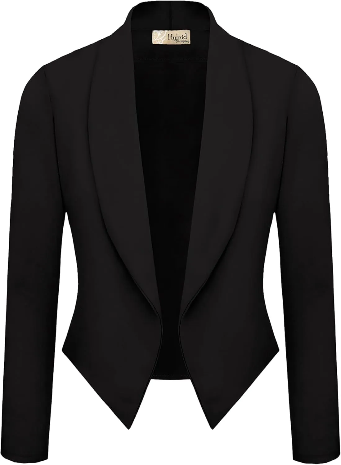 Hybrid & Company Womens Casual Work Office Blazer Open Front Heavy Ponti Shawl Collar Long Sleeve Jacket