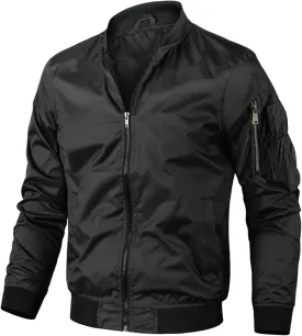 Jackets for Men, Men's Lightweight Bomber Jacket Outdoor Windproof Windbreaker Varsity Jacket Softshell Coat Outwear