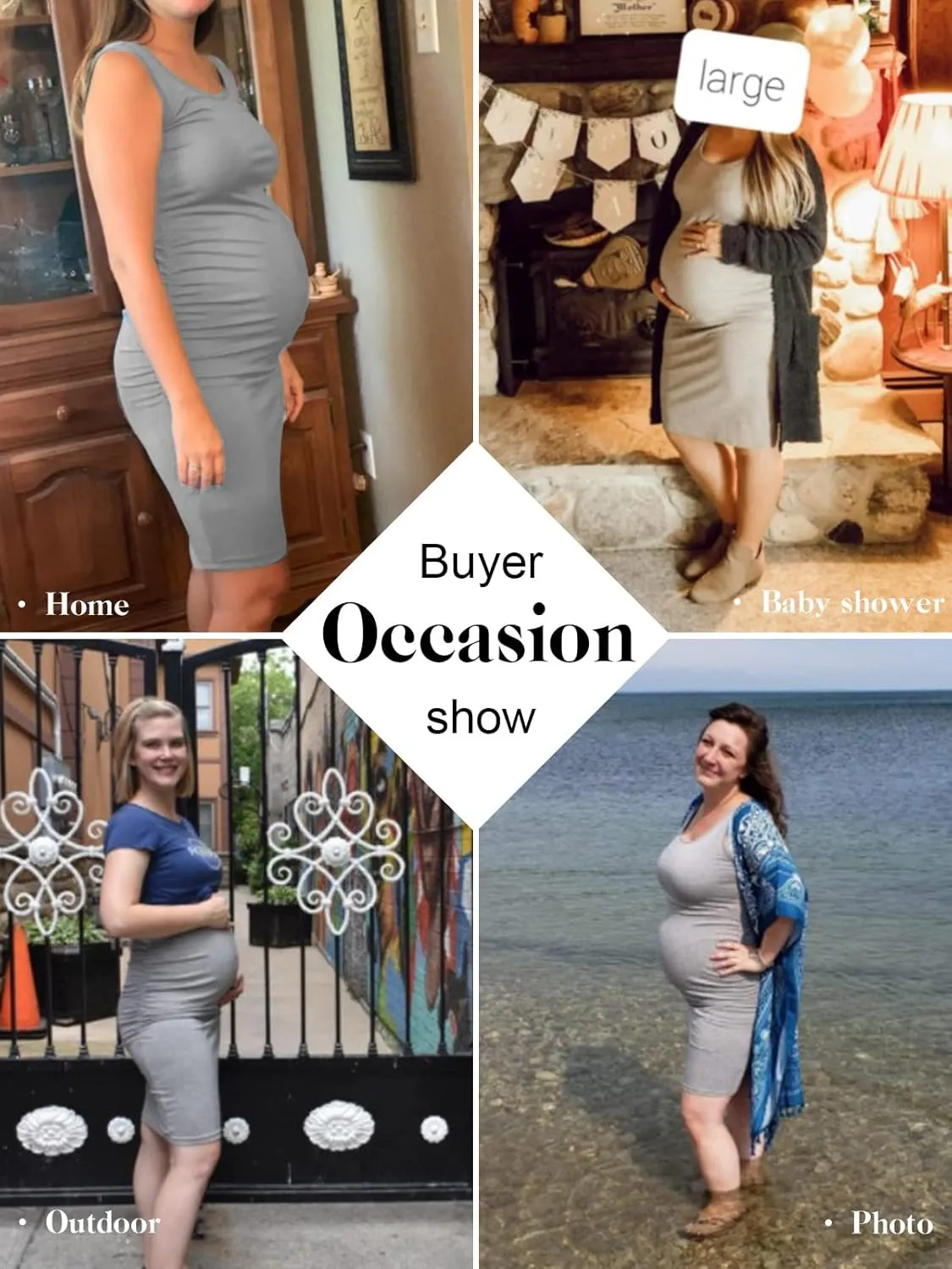 Liu & Qu Women's Maternity Sleeveless Tank Dresses Side Ruching Bodycon Dress for Daily Wearing or Baby Shower