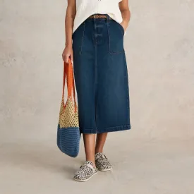Maren Denim Midi Skirt - Mid Denim