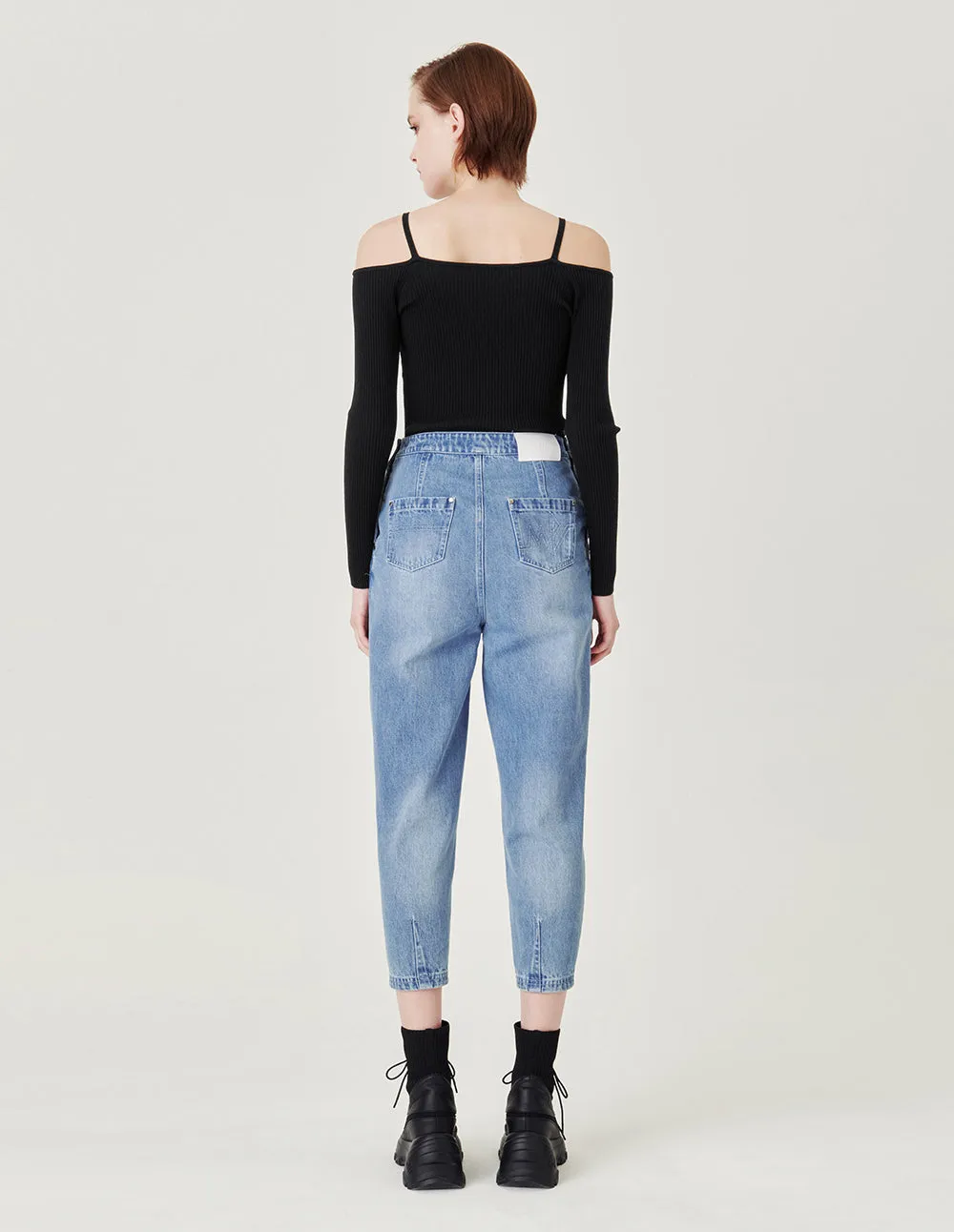 MARK FAST Side buttonscotton washed denim