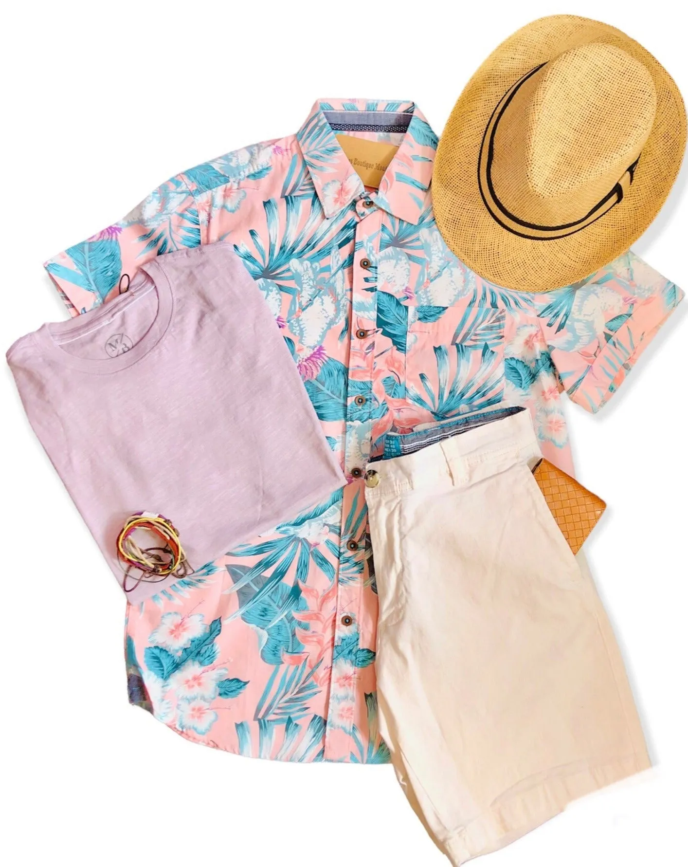 Men’s Casual Tropical  Print Shirt