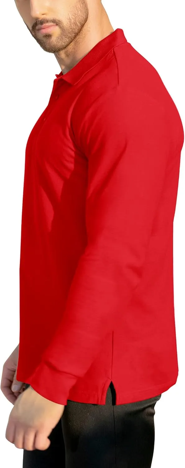 NeedBo Men's Long Sleeve Casual Solid Golf Polo Shirt