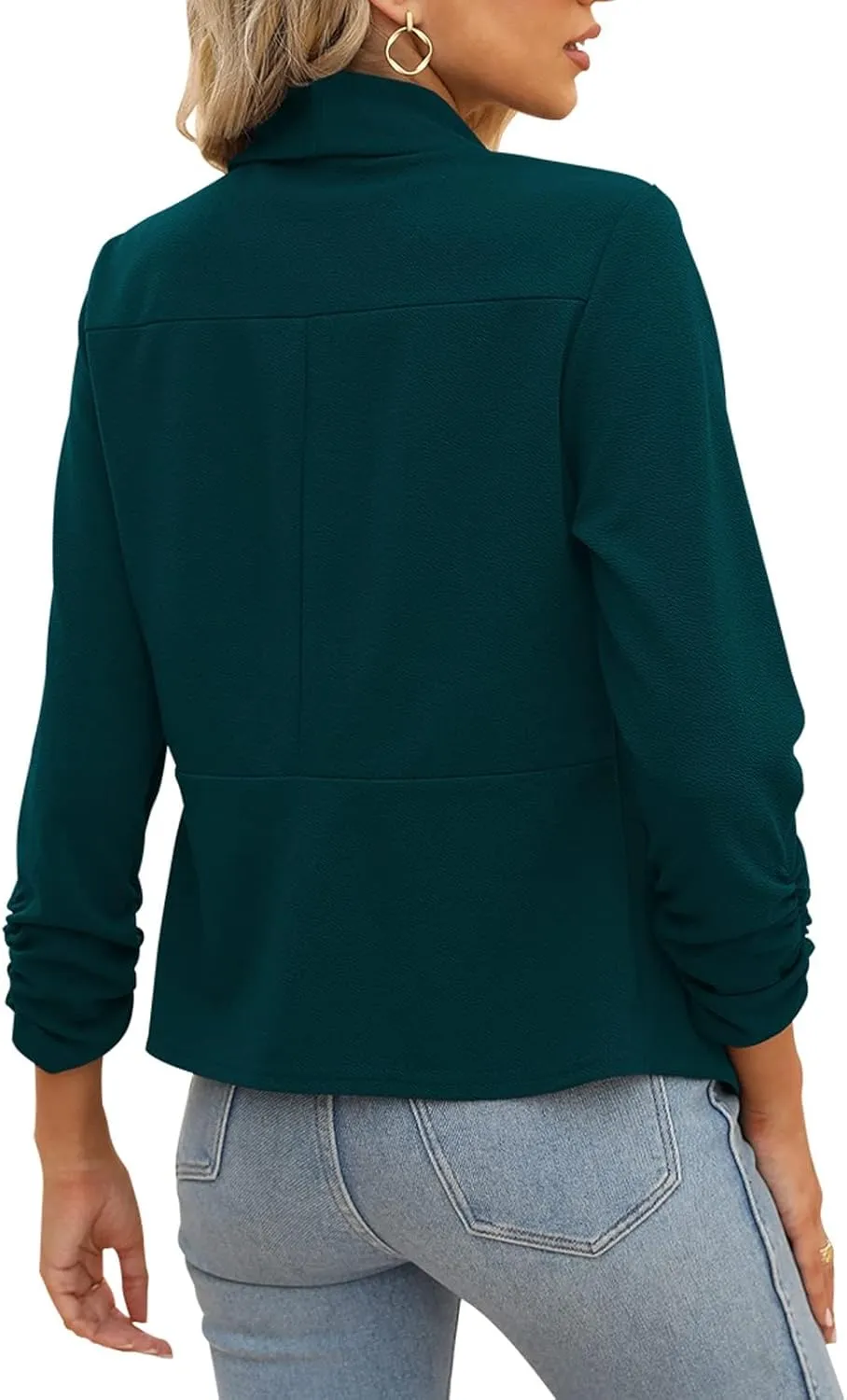 POGTMM Women 3/4 Sleeve Blazer Open Front Cardigan Jacket Work Office Blazer