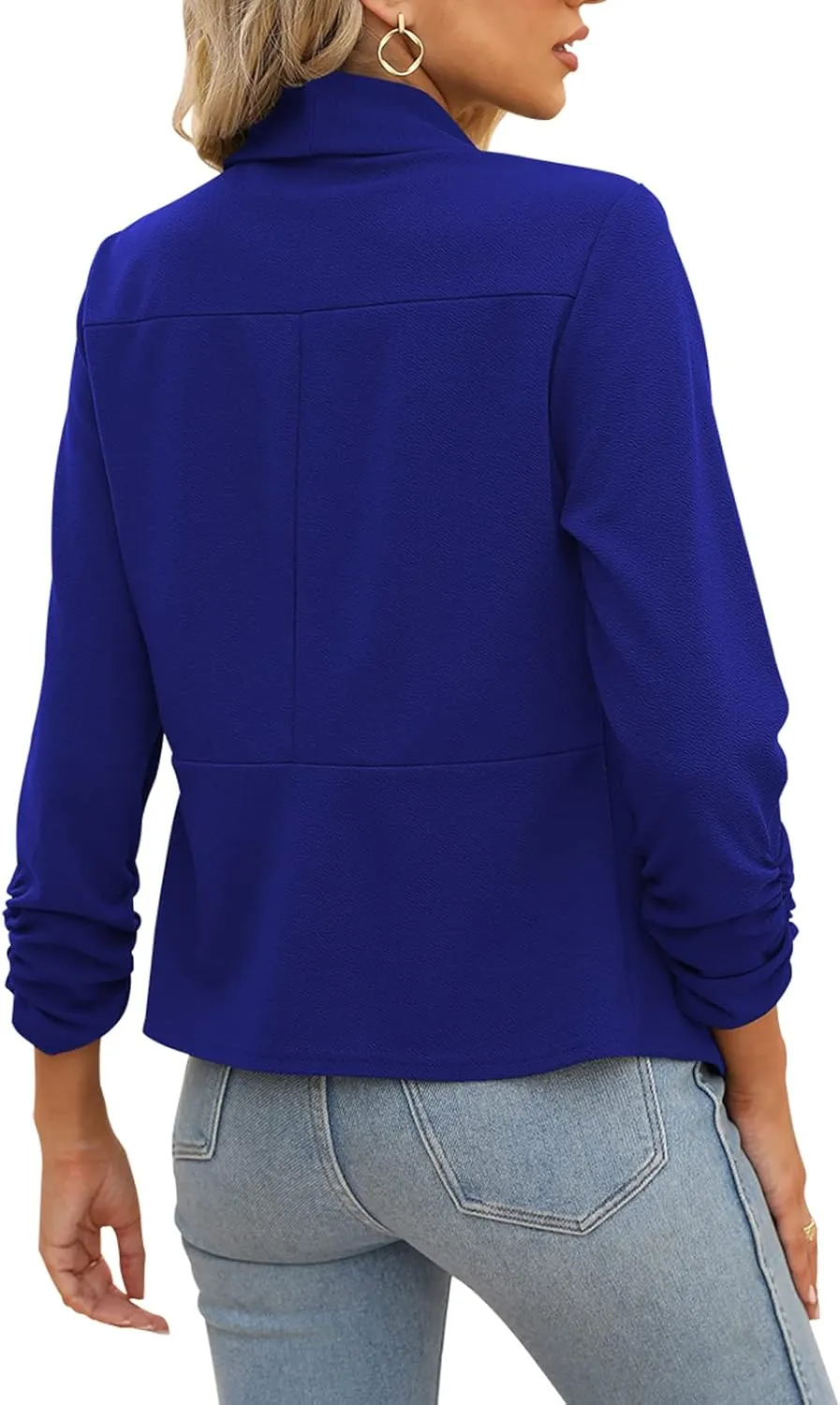 POGTMM Women 3/4 Sleeve Blazer Open Front Cardigan Jacket Work Office Blazer