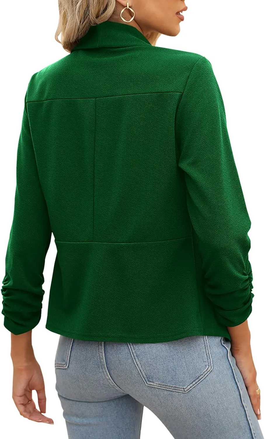 POGTMM Women 3/4 Sleeve Blazer Open Front Cardigan Jacket Work Office Blazer