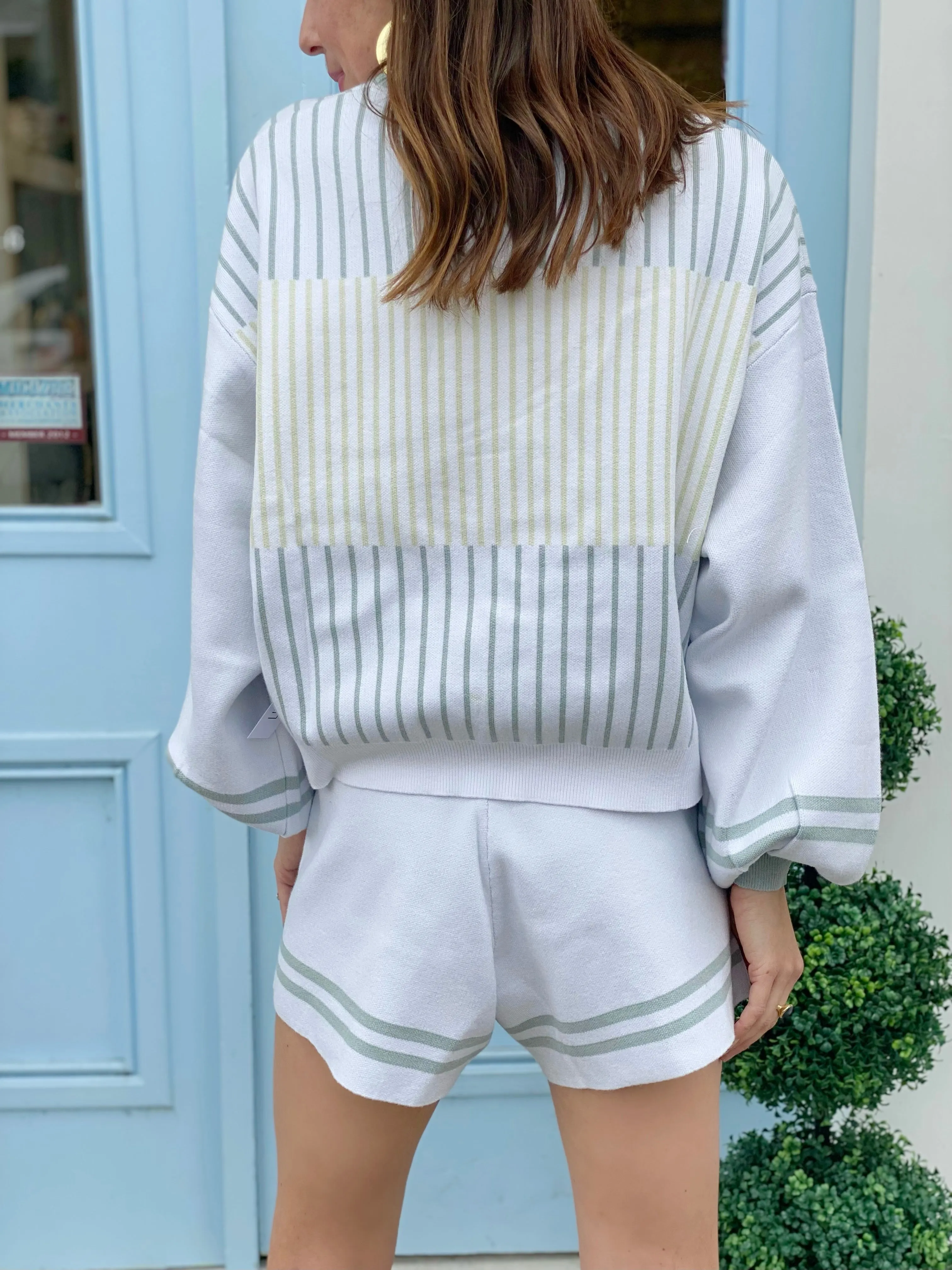 Sage Stripe Sweater Top