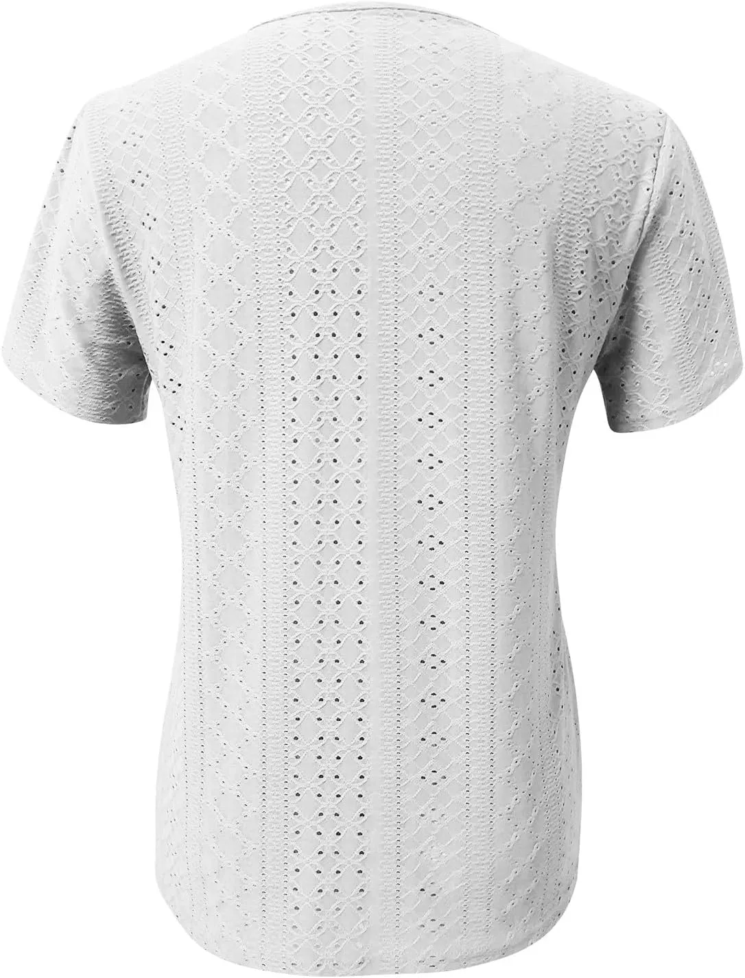 Shirts for Women Trendy Summer 2024 Petal Short Sleeve v Neck Petite Tops Cute Lace Eyelet Blouses Dressy Casual