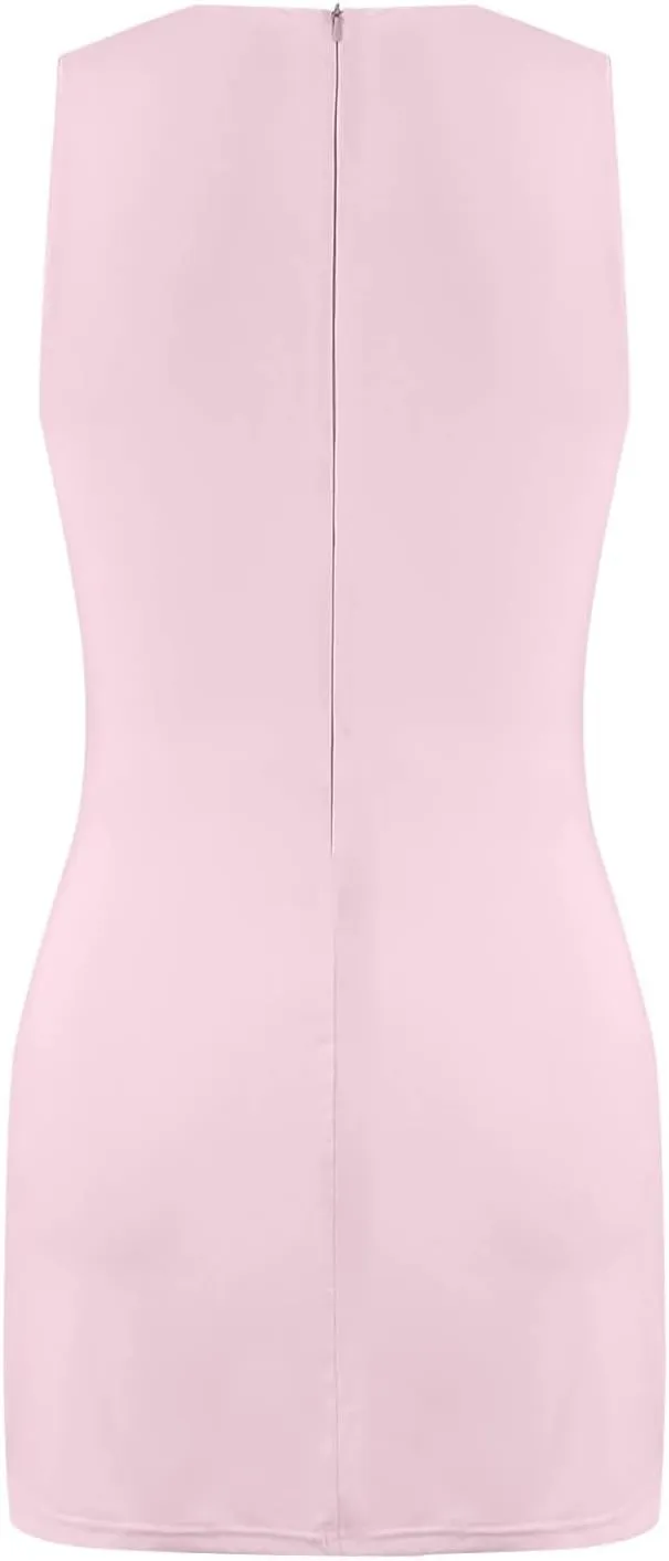 Skort Dress for Women Sleeveless Bodycon Side Slit Mini Tennis Dress with Shorts Cute Summer Active Comfy Shift Dresses