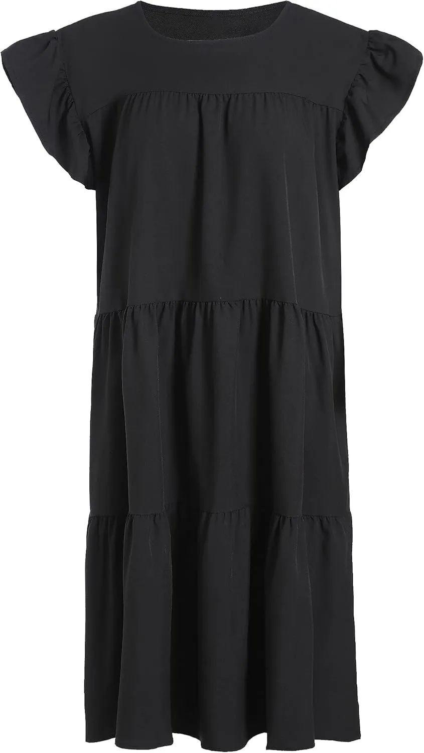Summer Dresses for Women 2023,Plus Size Casual Cute Babydoll Dress,Tiered Ruffle Flowy Boho Beach Sundress