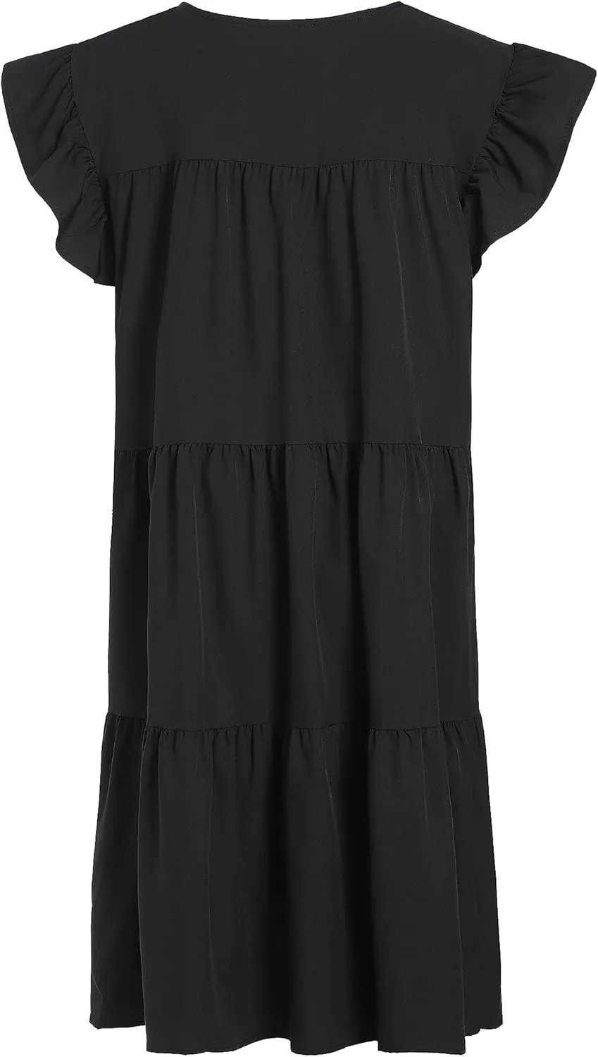Summer Dresses for Women 2023,Plus Size Casual Cute Babydoll Dress,Tiered Ruffle Flowy Boho Beach Sundress