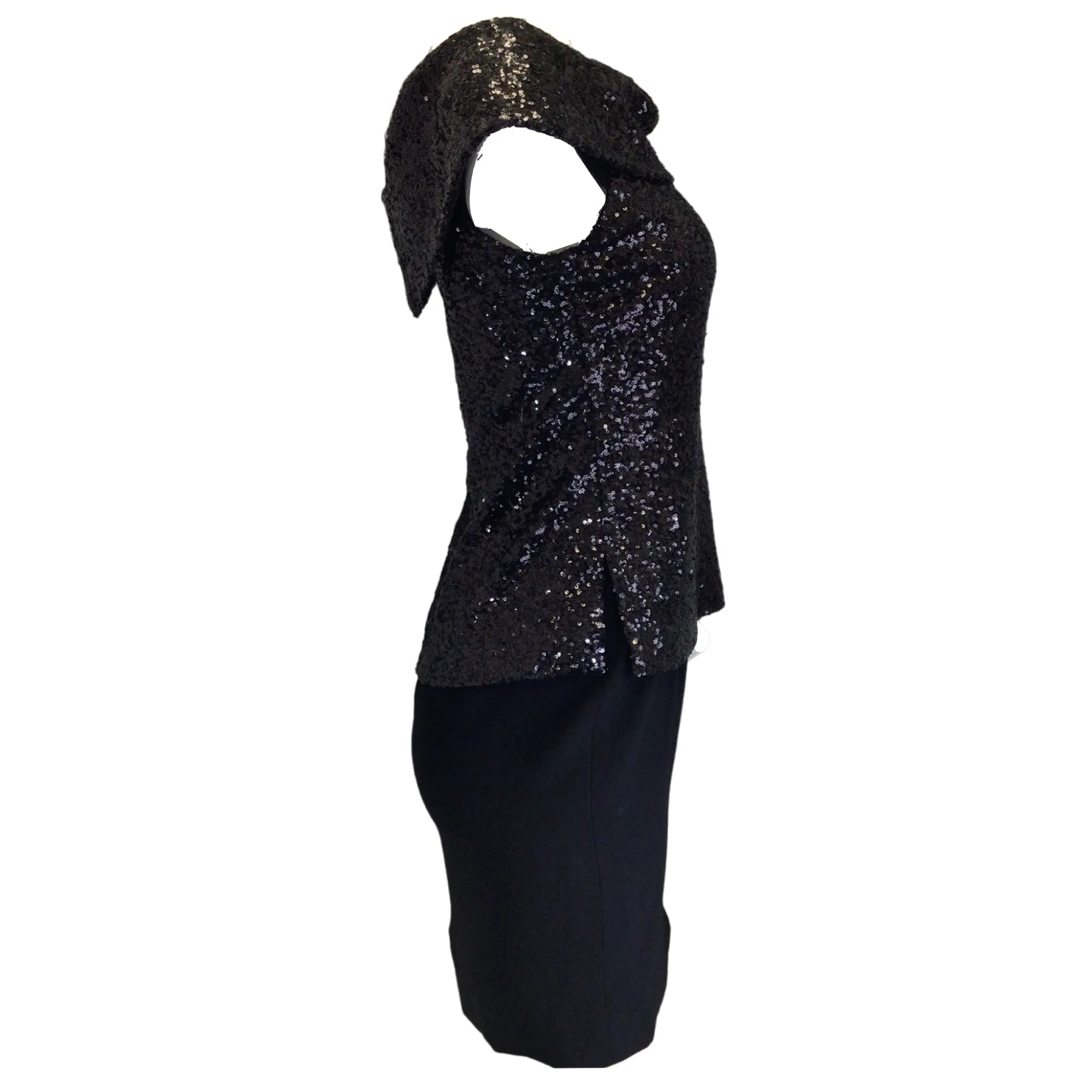Tom and Linda Platt Black Sequined Crepe Dress