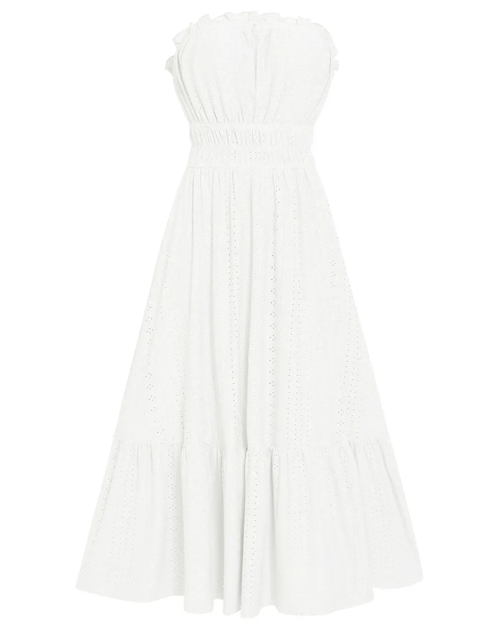 White Ruffles Sleeveless Bohemia Holiday Dress For Women