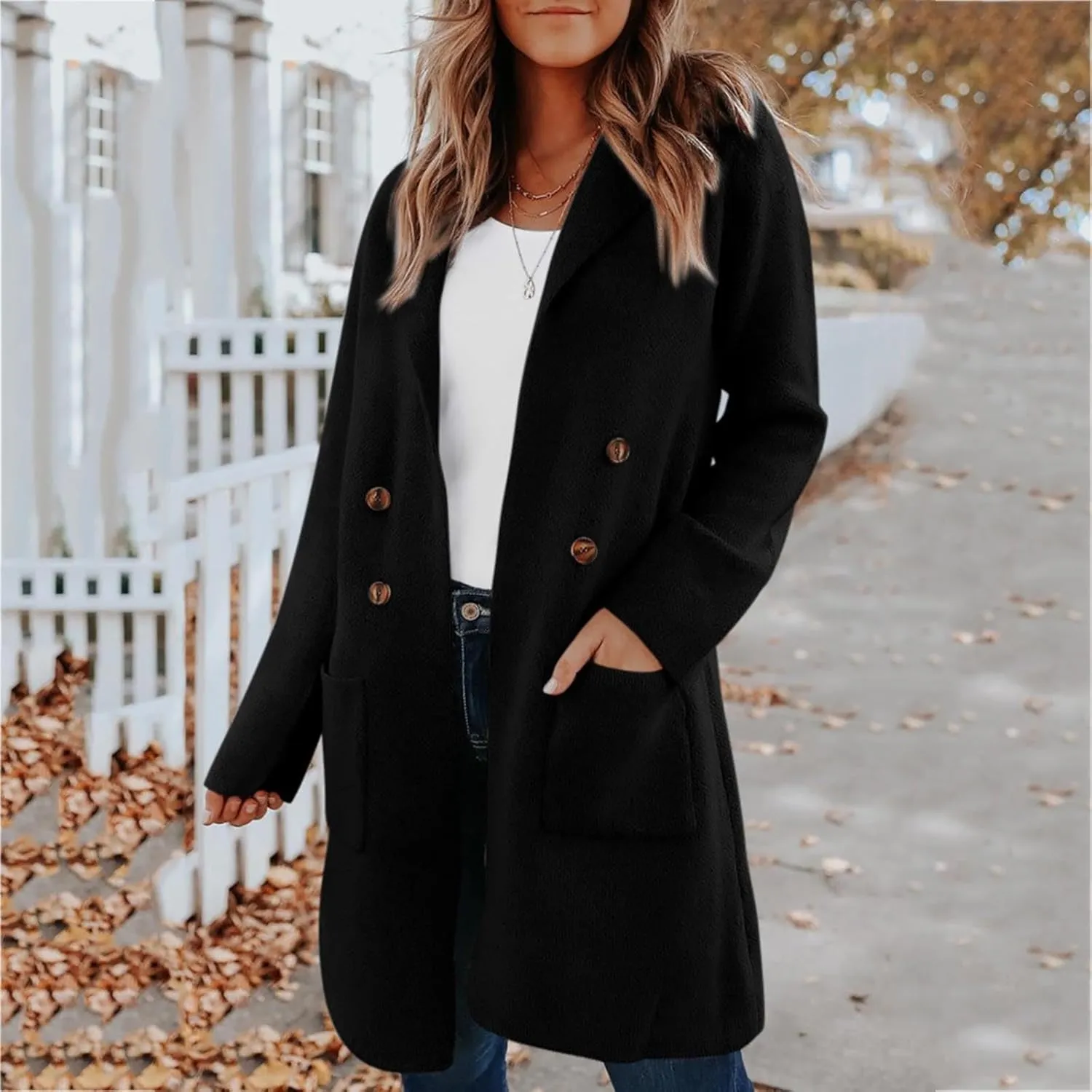 Winter Trench Coats for Women Casual Dressy Long Sleeve Open Front Knit Peacoat Plus Size Lightweight Sweater Jacket Coatigan
