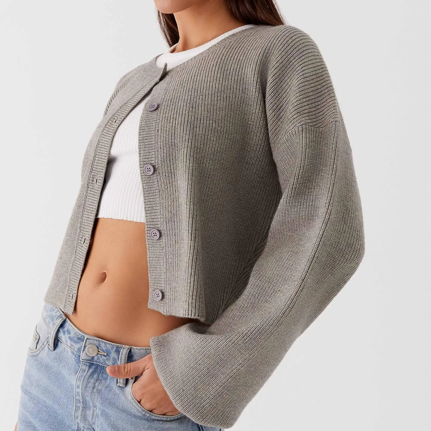 Women Y2k Crop Cardigan Sweater Long Sleeve Button Down Cardigan Vintage Open Front Sweater Cute Knit Pullover Tops