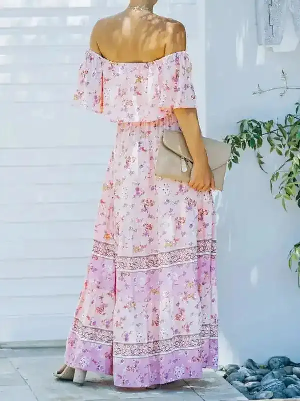 Women’s Embroidered Floral Off-the-shoulder Maxi Dress