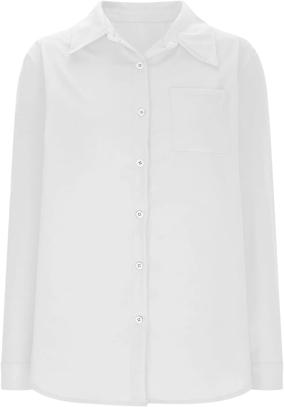 Womens Oversized Button Down Shirts Long Sleeve Cotton Linen Shirts Casual V Neck Collared Blouses Tops with Pockets