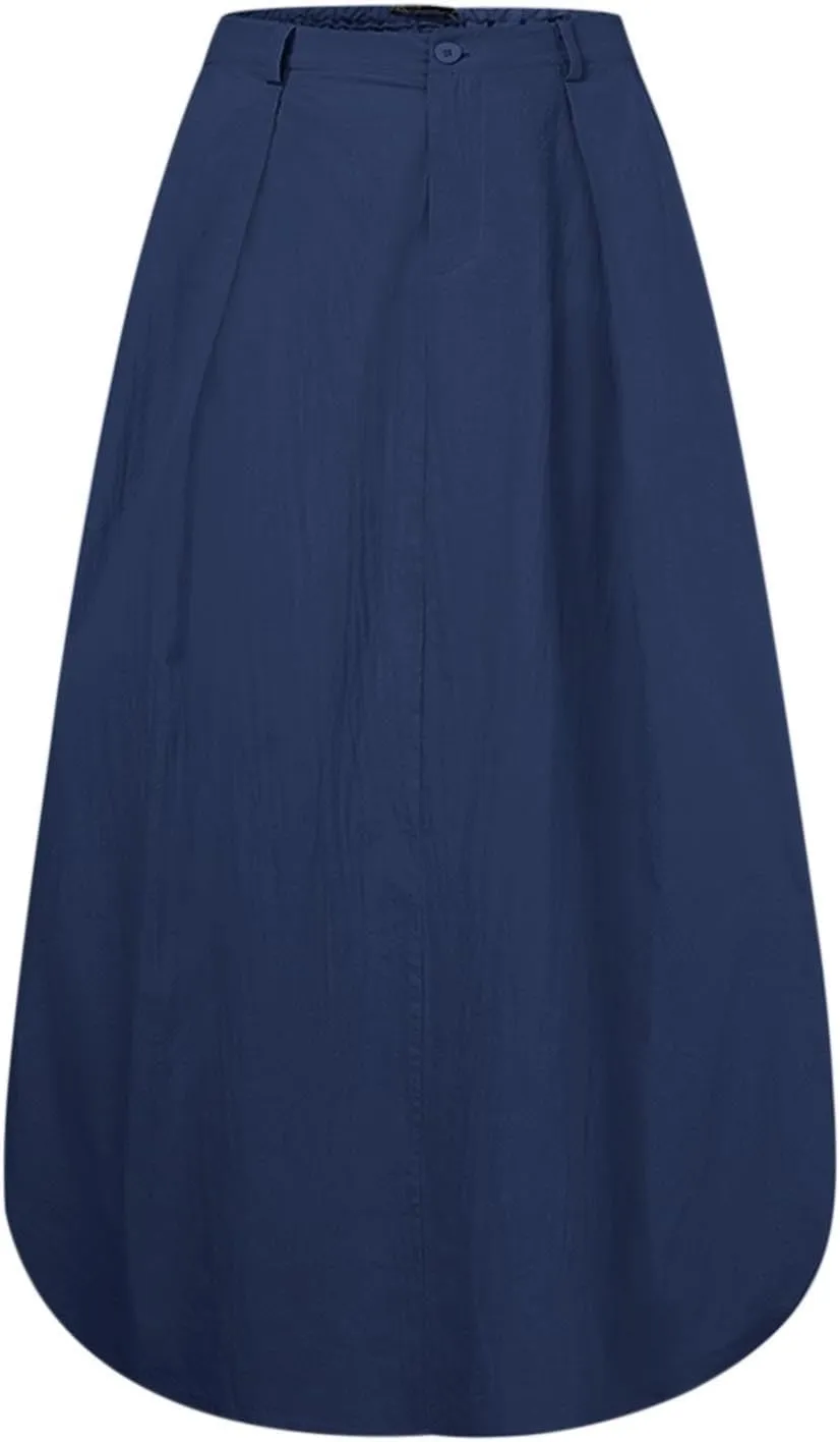 Women's Plus Size Maxi Skirt Elastic High Waist A-Line Long Dress 2025 Summer Casual Loose A Line Skirts with Pockets