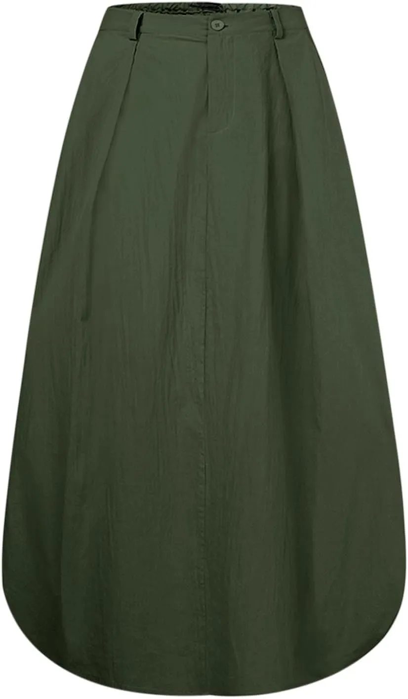 Women's Plus Size Maxi Skirt Elastic High Waist A-Line Long Dress 2025 Summer Casual Loose A Line Skirts with Pockets