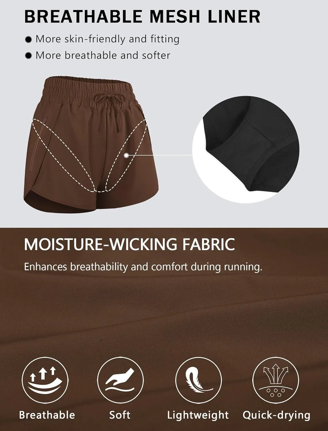 Women's Running Shorts High Waisted Quick Dry Athletic Shorts Sports Workout Gym Track Drawstring Shorts with Pockets