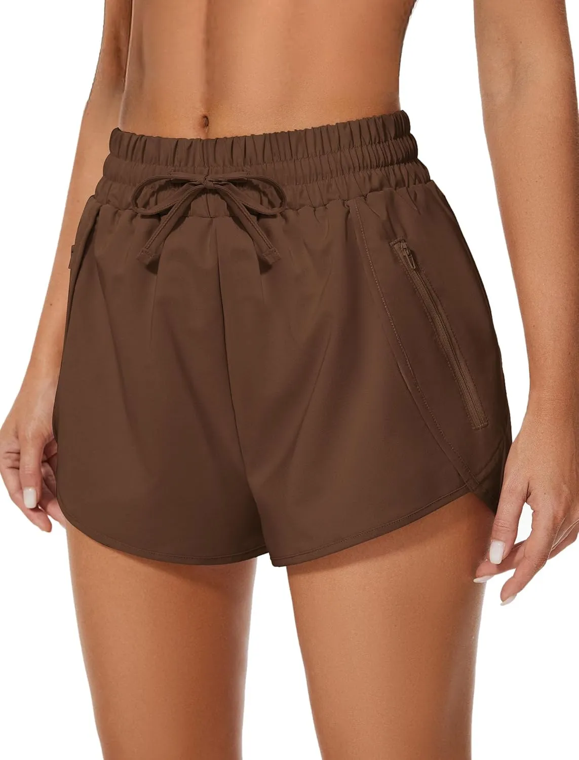 Women's Running Shorts High Waisted Quick Dry Athletic Shorts Sports Workout Gym Track Drawstring Shorts with Pockets